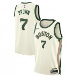 Maillot de Basket #7 Brown Boston Celtics 23-24 city Blanc Brodé